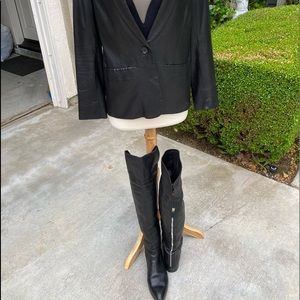 Black Prada boots size 8.5, with silk Prada bag.